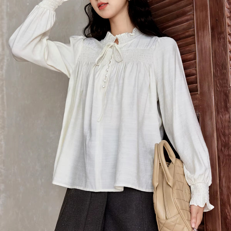 Elegant Ruffle Collar Long Sleeve Blouse