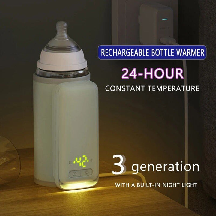 Portable 6-Level Adjustable Baby Bottle Warmer with Temperature Display and Night Light