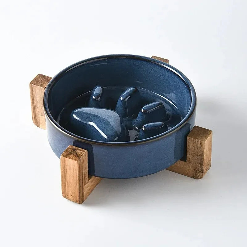 Japanese-Style Ceramic Slow Feeding Bowl for Pets