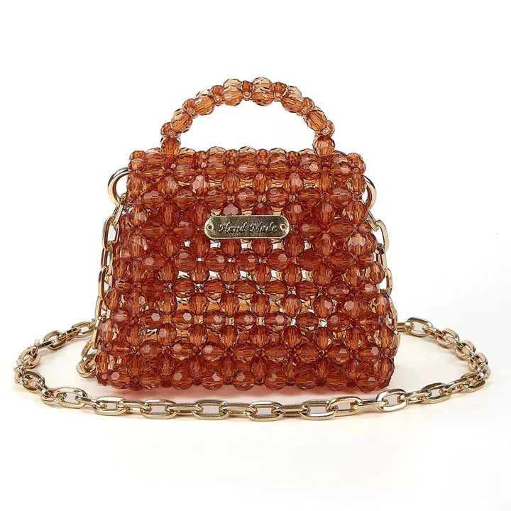 Crystal Pearls Stone Beaded Crossbody Bag