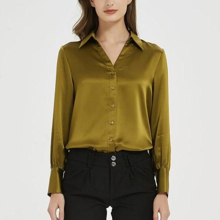 Chic 100% Silk V-Neck Blouse for Women