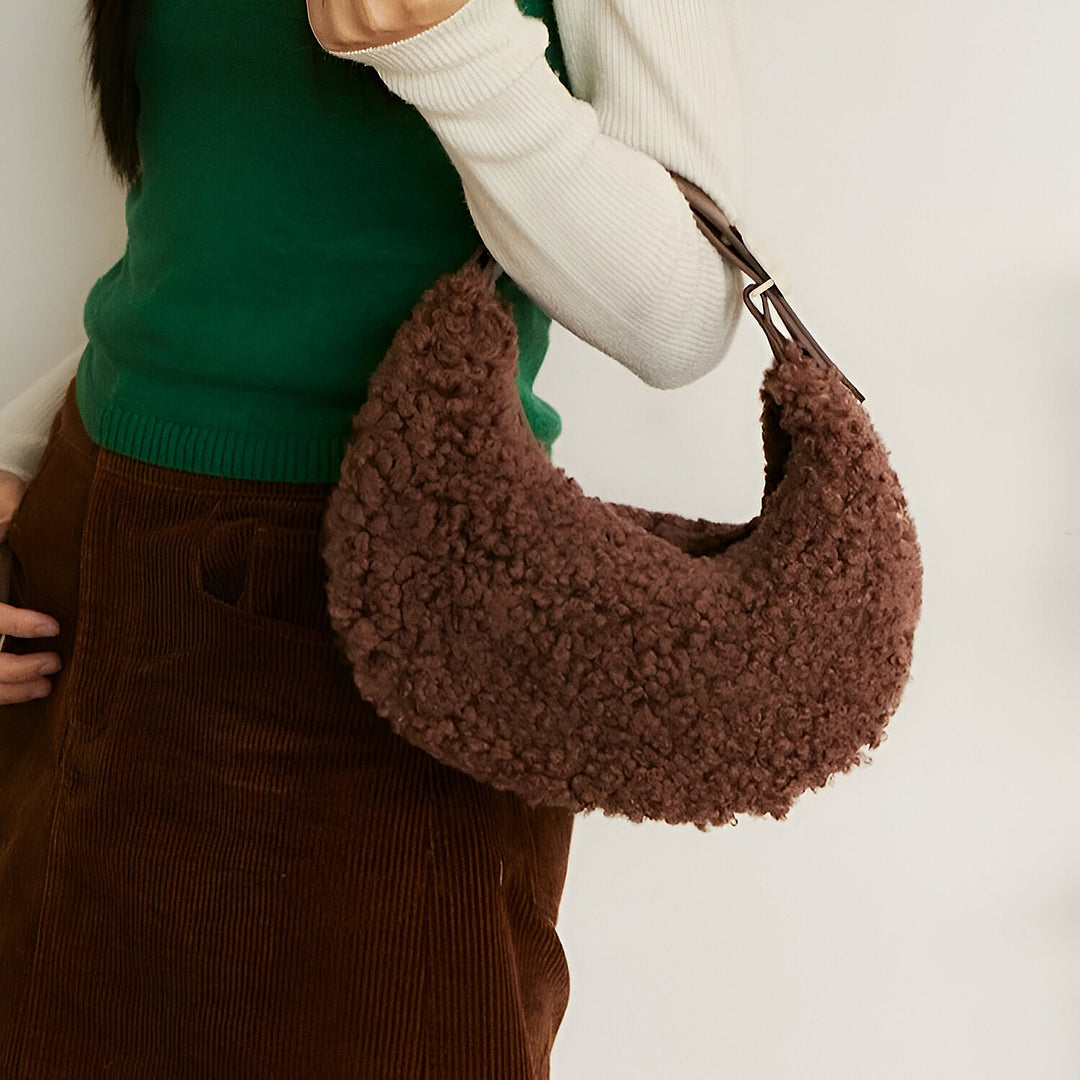 Half Moon Fluffy Wool Winter Handbag