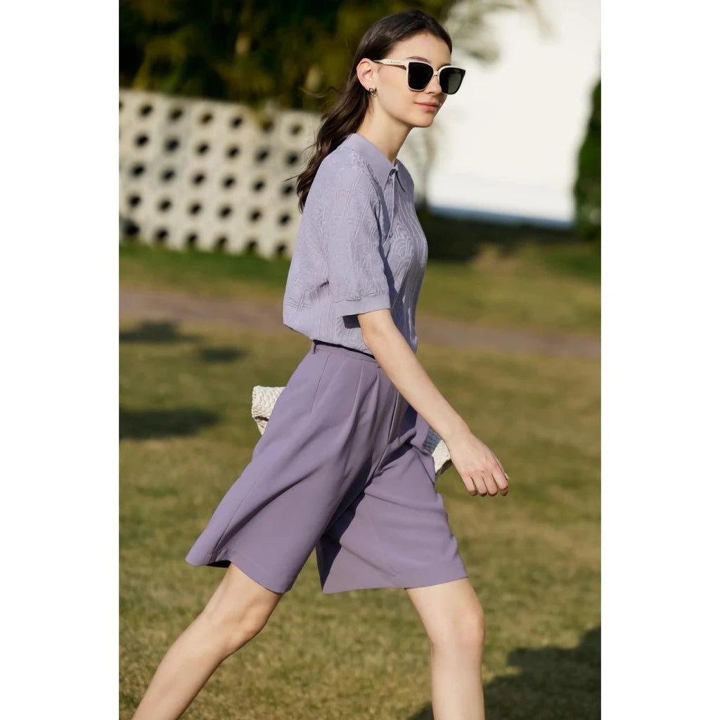 Elegant Wide-Leg Shirred Shorts for Women