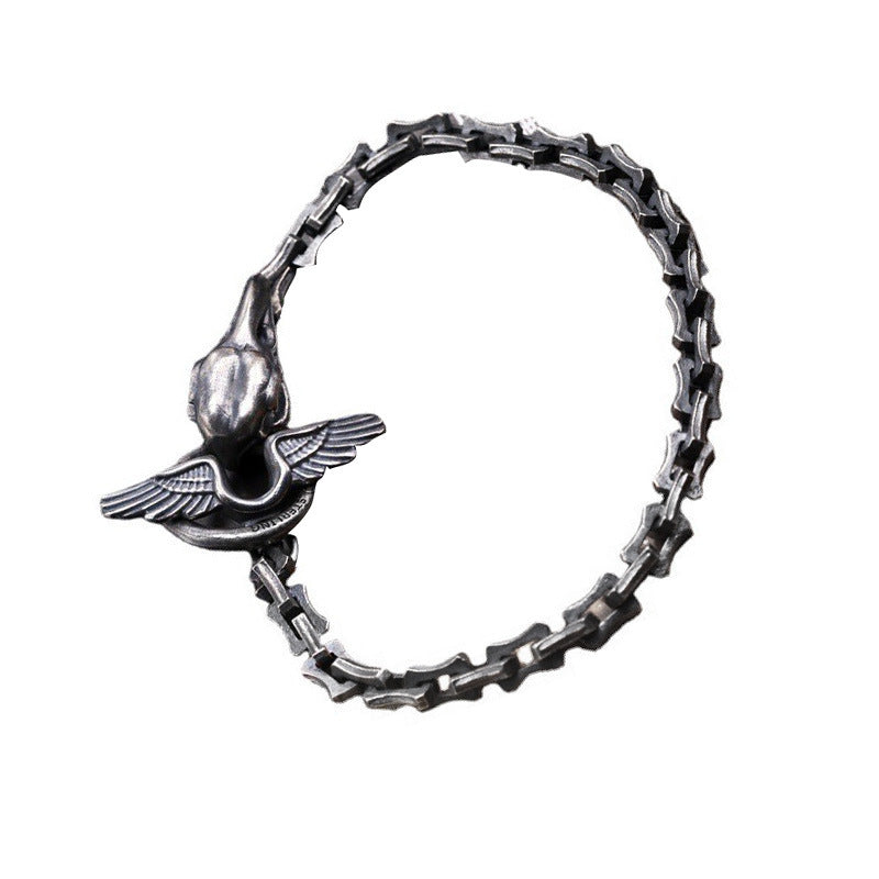 Silver Trend Vintage Raven Head Keel Bracelet