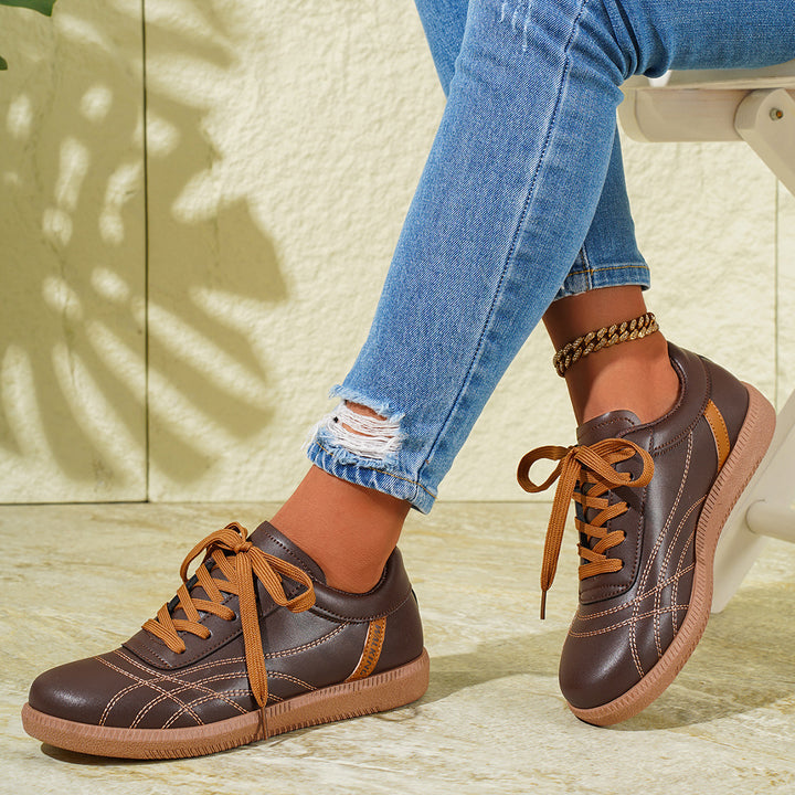 Retro Lace-Up Sneakers Fashion Casual Thick-soled Sports Shoes For Women Round Toe Slip On Casual Shoes