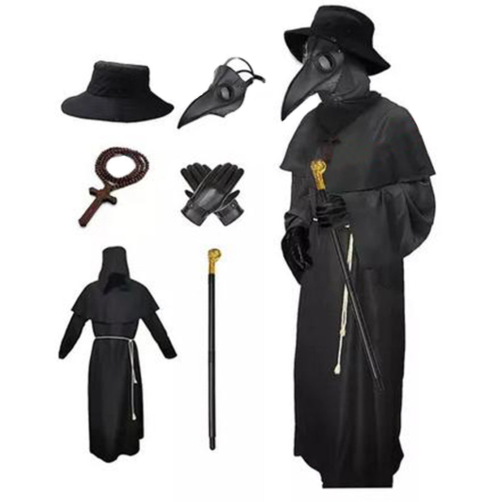 Halloween Black Disease Plague Doctor Costume Beak