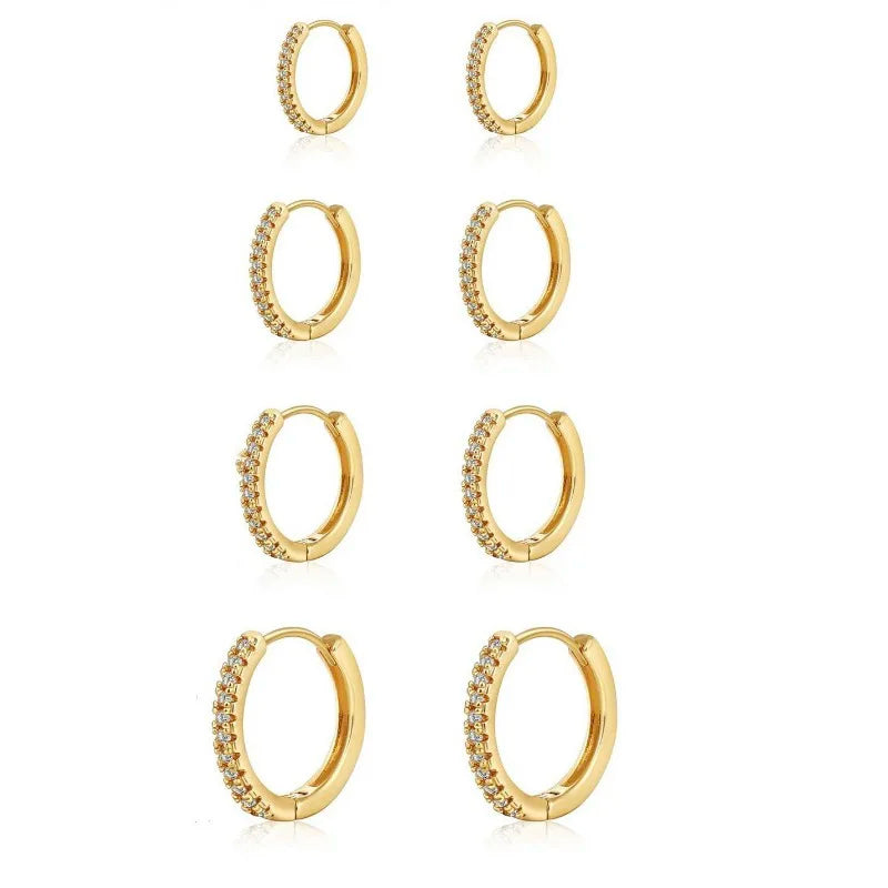 14k Gold Plated Hoop Earrings Set