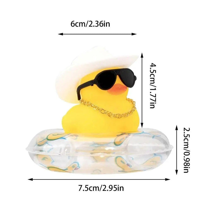 Mini Rubber Duck Car Ornaments Dashboard Interior Decor Cowboy Hat Duck With Scarf Sunglasses Kids Toys Gifts Car Accessories