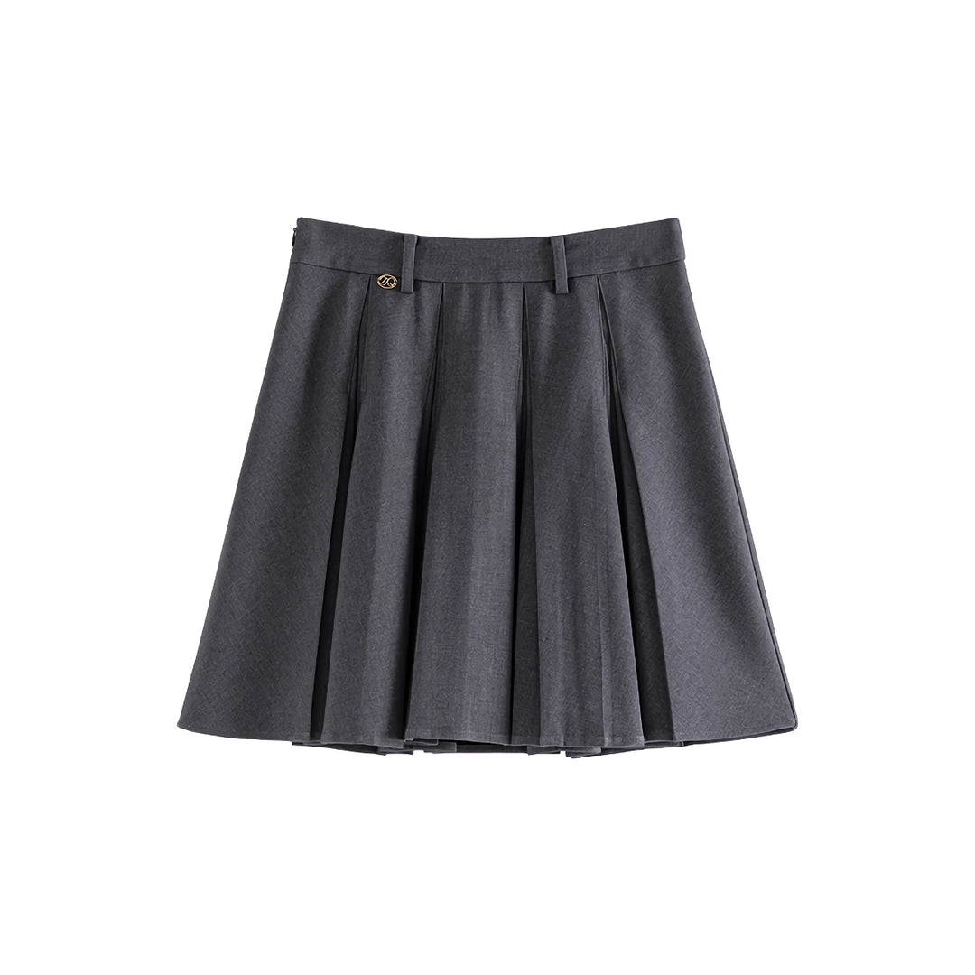 High-Waisted I-Shaped Pleated Mini Skirt for Women