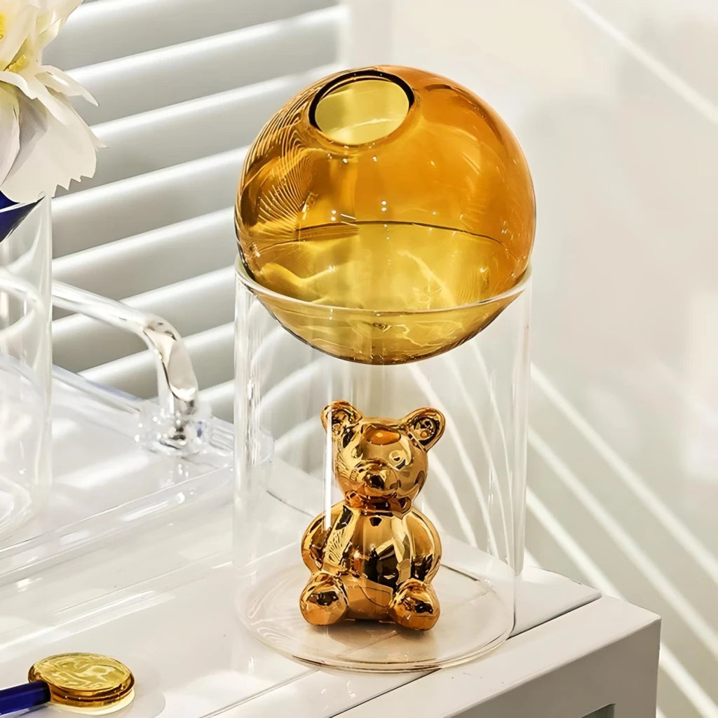 Charming Nordic Bubble Glass Bear Vase