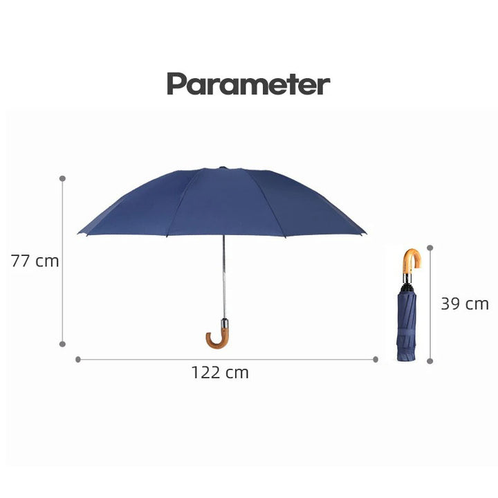 Automatic Windproof Umbrella with Wooden Handle