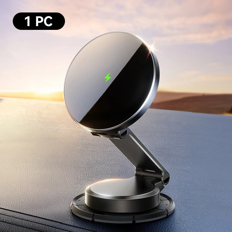 Magnetic Car Mount & Wireless Charger with 360° Rotation