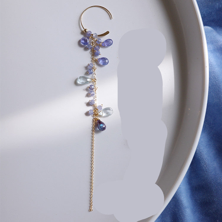 Natural Tanzanite Sea Blue Asymmetric Earrings