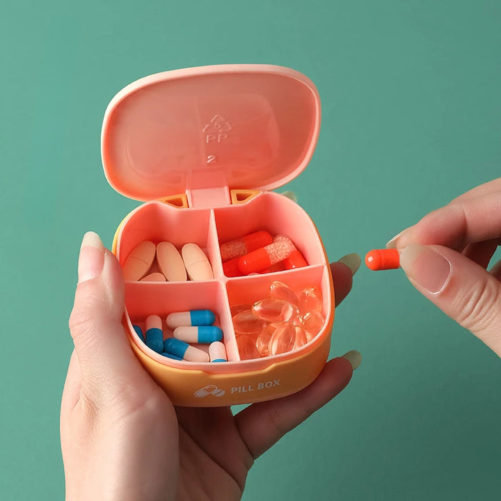 Compact Weekly Pill Organizer with 4 Compartments