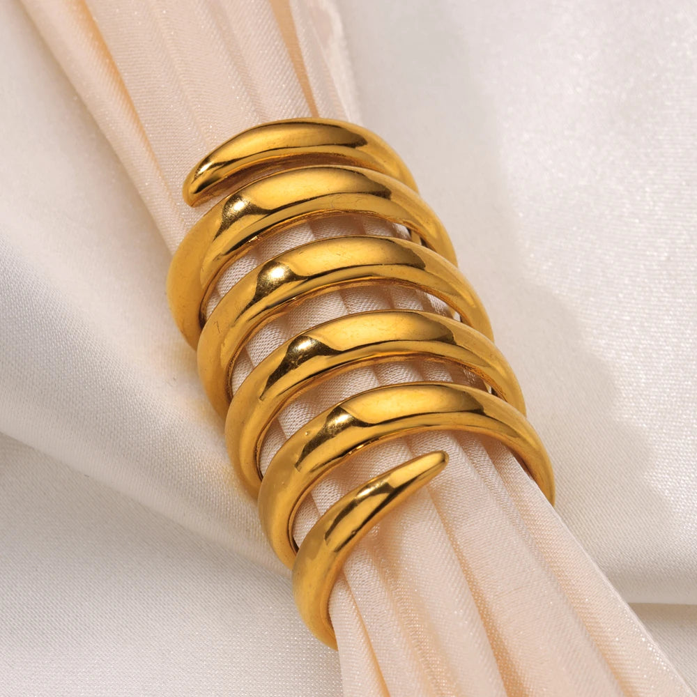 Trendy Multi-Layer Twist Stainless Steel Ring