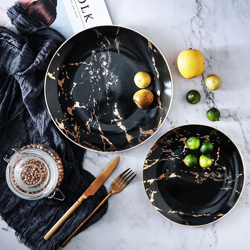 8/10 Inch Marble Ceramic Dinner Plates