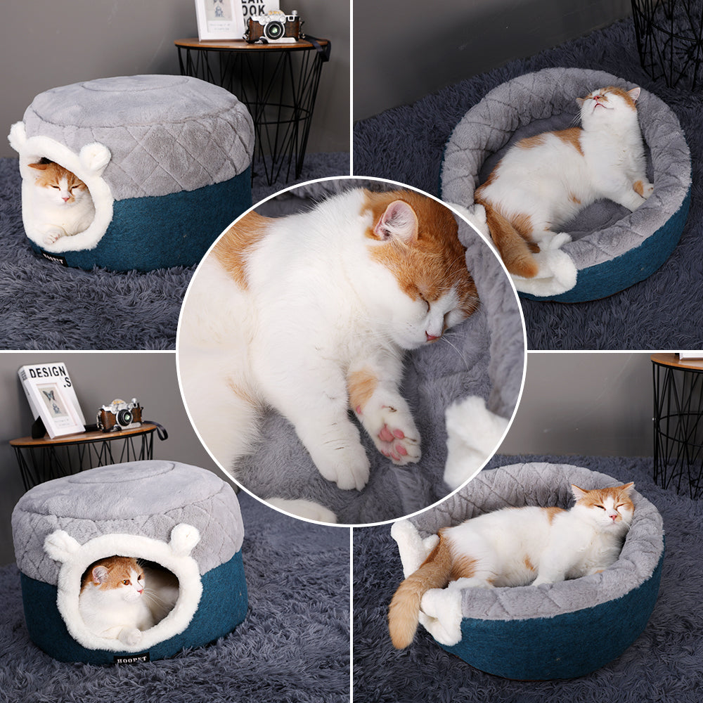 Cozy Convertible Plush Pet Bed & House for Cats and Small Dogs