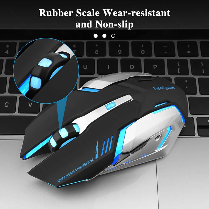 Rechargeable Wireless Gaming Mouse with LED Backlight and Ergonomic Design