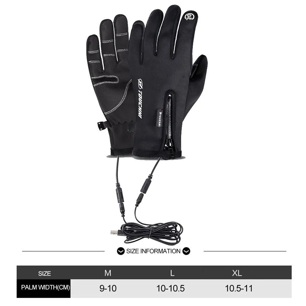 Touch Screen USB Heated Gloves for Winter Sports and Outdoor Activities