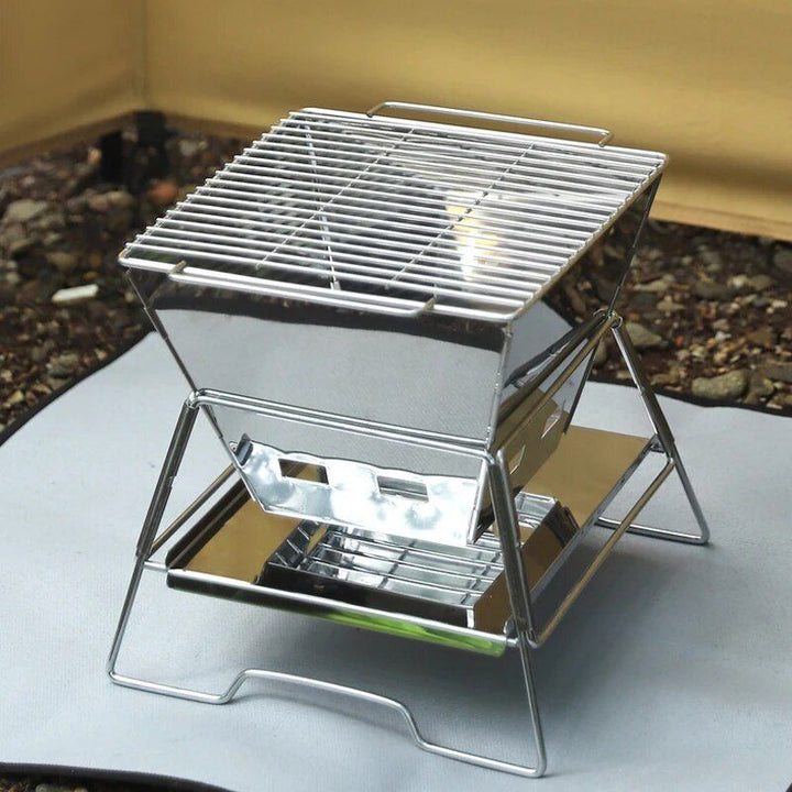 Compact Stainless Steel Portable Folding BBQ & Grill - Ideal for Camping and Outdoor Cooking