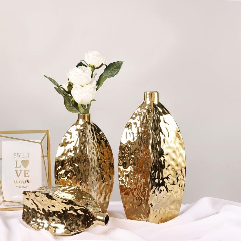 Ceramic Electroplated Gold Vase for Elegant Flower Arrangements - Modern Home Decor