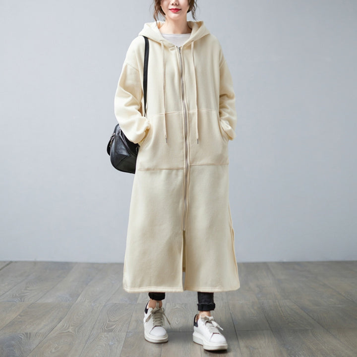 Women's Plus Size Thickened Fleece Hooded Sweater Coat