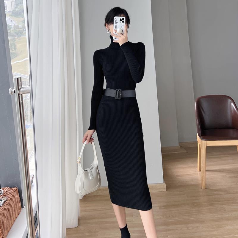 French Style Turtleneck Base Inner Knitted Dress