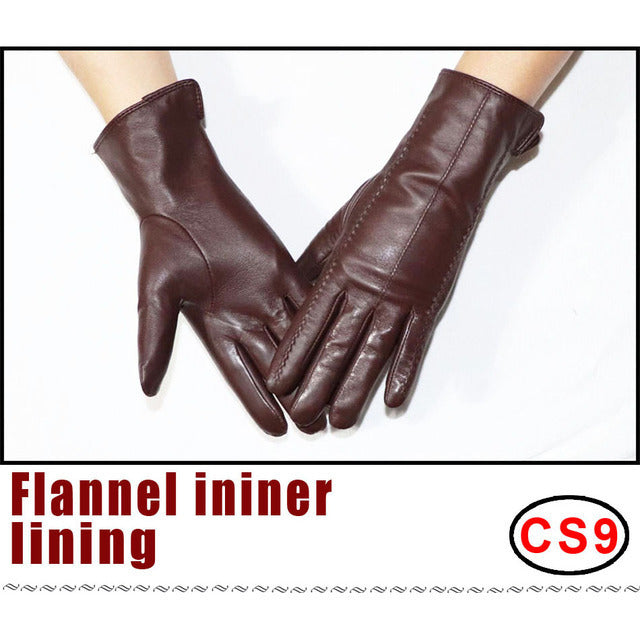 Women's Sheepskin Gloves Winter Warmth Plus Velvet Short Thi