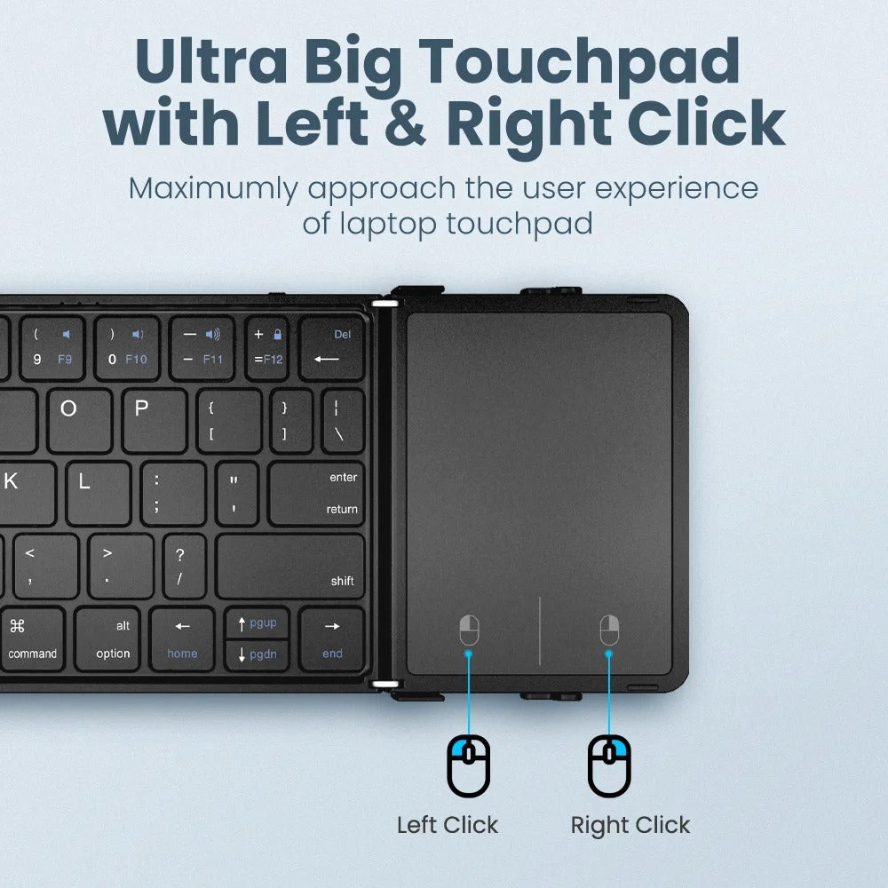 Multi-Device Wireless Folding Keyboard with Large Touchpad