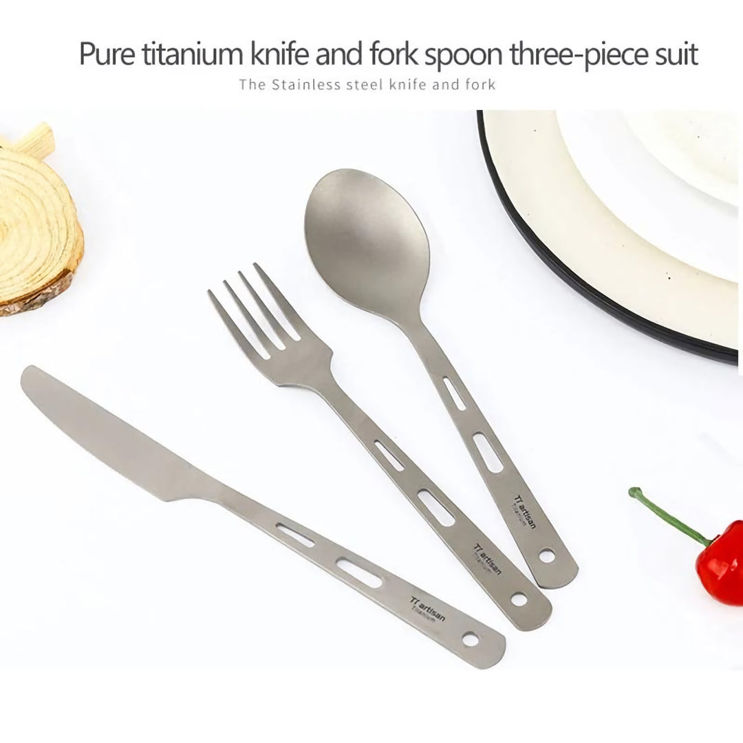 3pcs Titanium Spoon Fork Knife Set