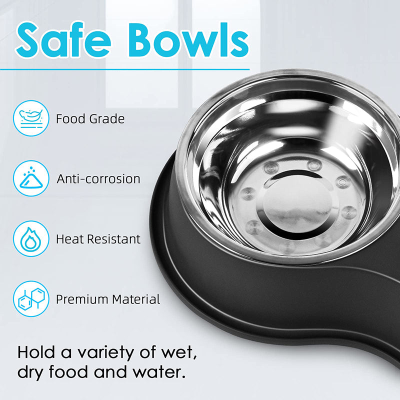 Stainless Steel Anti-Slip Pet Bowls Set