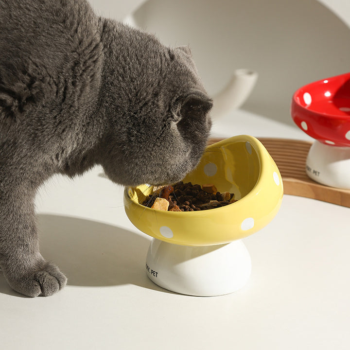 Mushroom-Shaped Ceramic Pet Bowl