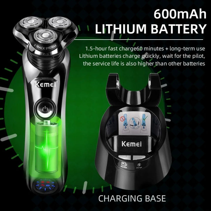 Waterproof 3D Rotary Electric Shaver with Intelligent Cleaning