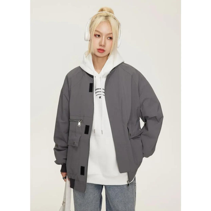 Streetwear Women's Bomber Jacket with Pockets