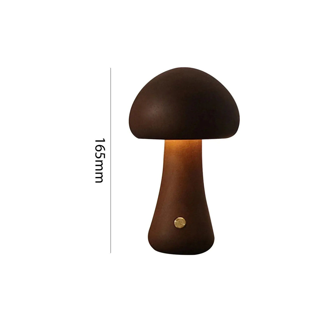 Charming Touch-Control LED Mushroom Night Light - Wooden Bedside Lamp with USB Charging