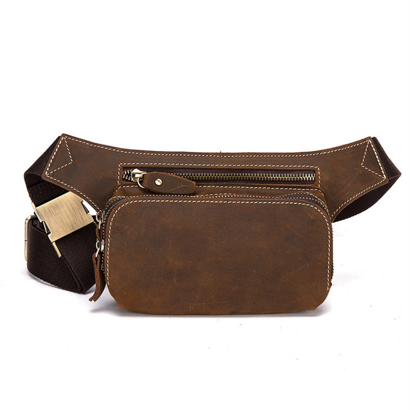 Top Layer Cowhide Men's Sports Waist Bag