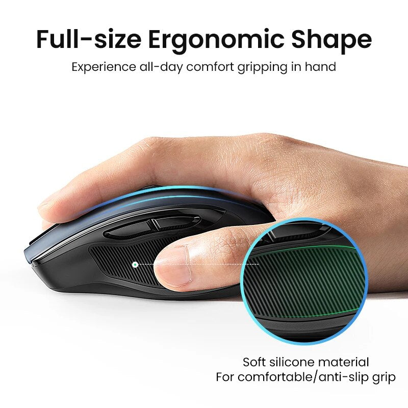 Wireless Bluetooth 5.0 & 2.4G Ergonomic Mouse - 4000DPI, 6 Silent Buttons, Dual Mode Connectivity