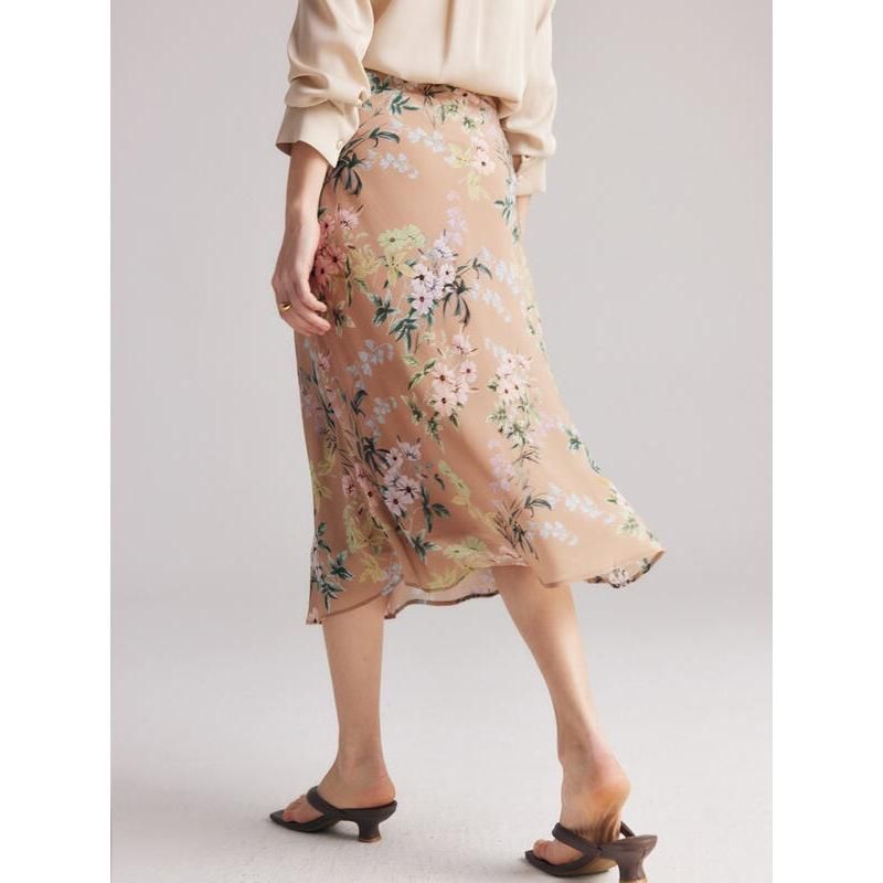 Chiffon Floral A-Line Skirt for Women