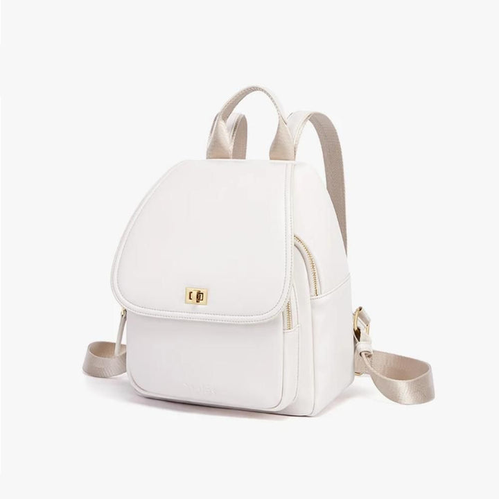 Trendy Off-white Leather Backpack for Women