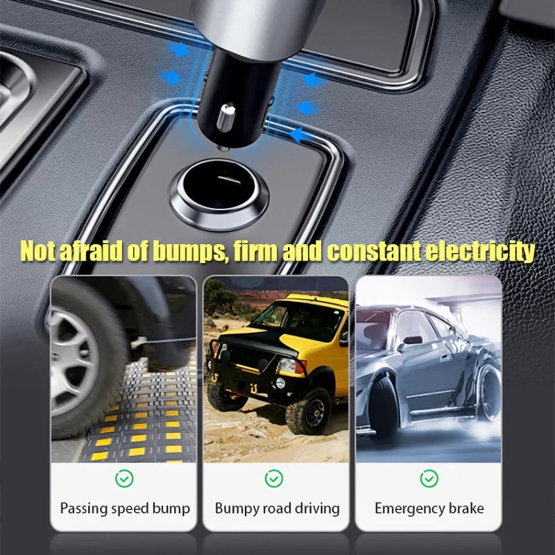 120W 4-in-1 Retractable Car Charger with USB-C and Dual USB Ports for iPhone & Android