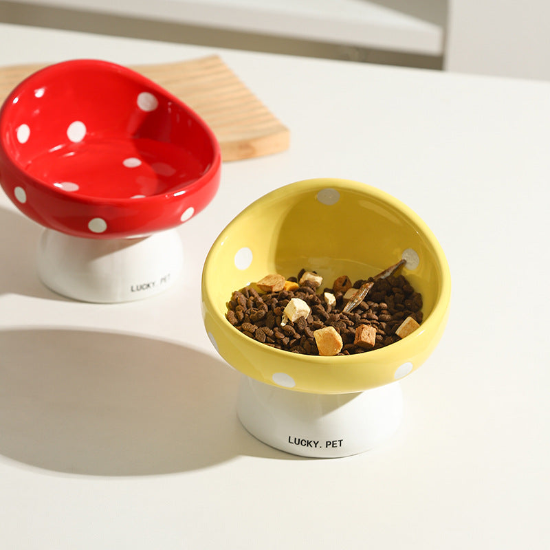 Mushroom-Shaped Ceramic Pet Bowl