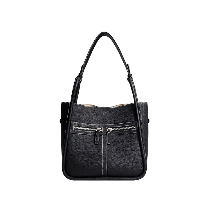 Genuine Leather Bucket Bag - Versatile Women's Shoulder & Handheld Tote