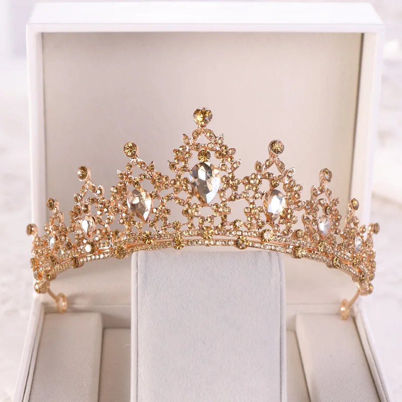 Baroque Gold Champagne Crystal Bridal Tiara