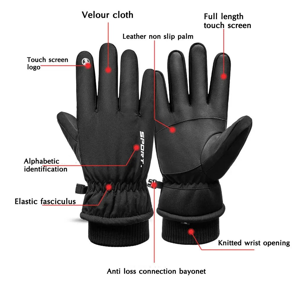 Winter Touch Screen Waterproof Gloves for Cycling, Skiing & Outdoor Sports