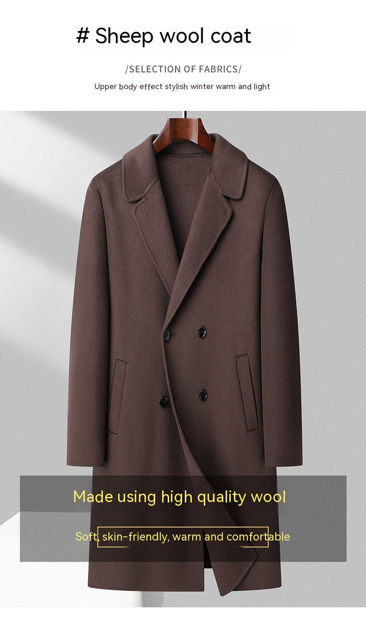 Winter Double-sided Woolen Coat Men's Mid-length Wool Casual Thickening Woolen Coat