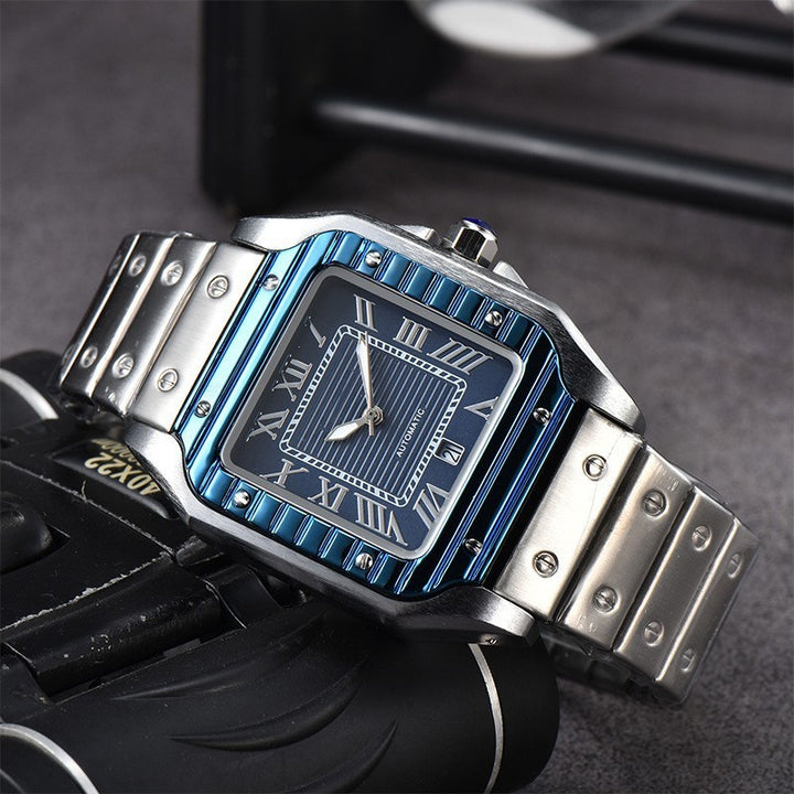 Men's 3-pin Quartz Square All-steel Watch