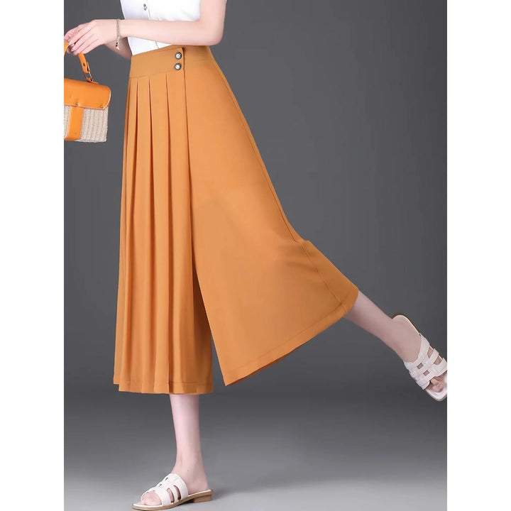 Elegant Chiffon Wide-Leg Capri Pants