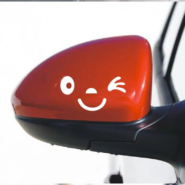 Cute Smiley Face Reflective Mirror Stickers for Cars - 2pcs