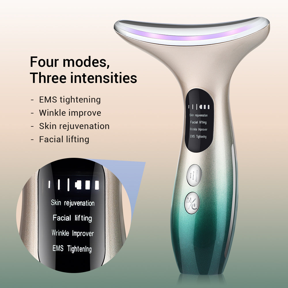 EMS Neck and Face Firming Device with Micro-current and Light Therapy