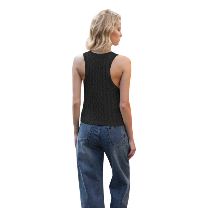 Women's V-neck Tank Vest Fashion Casual Knitted Solid Color Tops